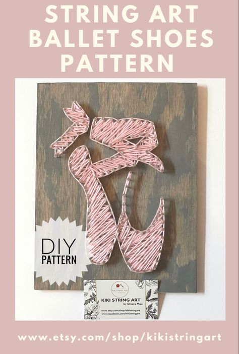 Ballerina Nursery Decor, String Art Template, String Art Wall, Ballet Decor, String Art Templates, Art Ballet, Craft Projects For Adults, Pointe Shoe, Shoes Pattern