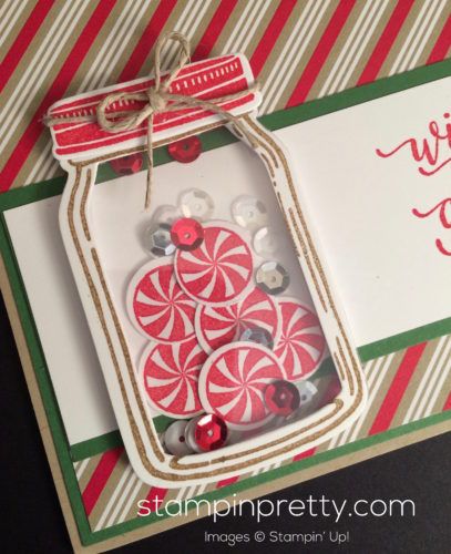 Jar Of Love, Mason Jar Cards, Mary Fish, Candy Cane Christmas, Stampin Up Christmas Cards, Christmas Jars, Candy Cards, Stampin Up Christmas, Diy Christmas Cards