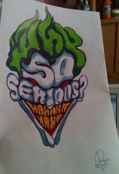 why so serious Pennywise Tattoo, Joker Drawing, Joker Drawings, Awesome Drawing, Why So Serious, Cute Doodle Art, Guy Drawing, Painting Art Projects, Typography Art