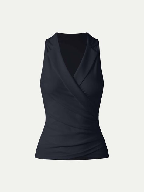 Collared Surplice Tank Clothing Pieces, Outfit Formulas, Virtual Fashion, Basic Outfits, Clothes Collection, Retro Outfits, Fashion Killa, Fashion Tops, Classy Outfits