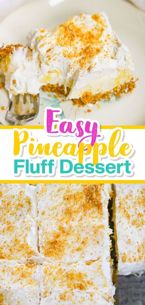 Pineapple Fluff Dessert Pineapple Fluff Dessert, Quick Cheesecake, Cream Cheese Whipped Cream, Pineapple Fluff, Dessert For Summer, Cool Whip Desserts, Fruit Desserts Easy, Healthy Fruit Desserts, Pineapple Dessert Recipes