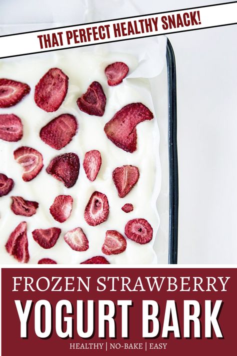 Frozen Strawberry Vanilla Yogurt Bark Recipe Yogurt Bark Recipe Frozen Healthy Snacks, Raspberry Frozen Yogurt Bark, Frozen Yogurt Strawberry Bites, Frozen Strawberry Yogurt Chocolate Bites, Frozen Strawberries And Greek Yogurt, Strawberry Yogurt Bark, Bark Recipes Easy, Spark Recipes, Yogurt Bark Recipe