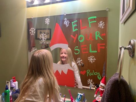 Elf Mirror Selfie, Elfie Selfie Mirror, Elf Yourself Mirror, Elf First Day, Elf Mirror, Classroom Elf On The Shelf, Elfie Selfie, Elf Classroom, Elf 2024