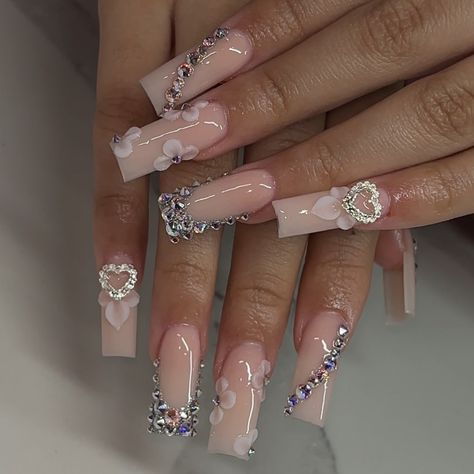 Rhinestones & 3D flowers 💎✨🌸 Rhinestones @skybeadsonline . . . . . . . . . #nails #lasvegasnailtech #lasvegasnails #nailtech #nailtechlife #naillife #acrylicnails #acrylicnaildesign #nailsnailsnails #naildesign #nailaddict Rhinestone Birthday Nails, Las Vegas Nails, Nails With Rhinestones, Birthday Nails, 3d Flowers, Flower Nails, Acrylic Nail Designs, Nail Tech, Acrylic Nails