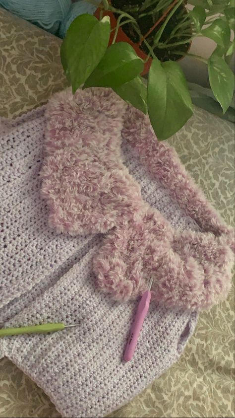 Green And Purple Crochet, Purple Crochet Cardigan, Light Purple Crochet, Purple Crochet, Crochet Inspo, Real Plants, Crochet Stitch, Cardigan Vest, Crochet Cardigan