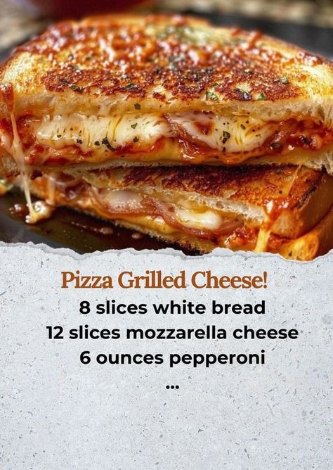 Grandma's Yummy Recipes | Pizza Grilled Cheese | Facebook Pizza Grilled Cheese Recipes, Creative Sandwich, Grilled Cheese Recipe, Pizza Grilled Cheese, Recipes Pizza, Grilled Cheese Recipes, Tomato And Cheese, Meatloaf Recipes, White Bread