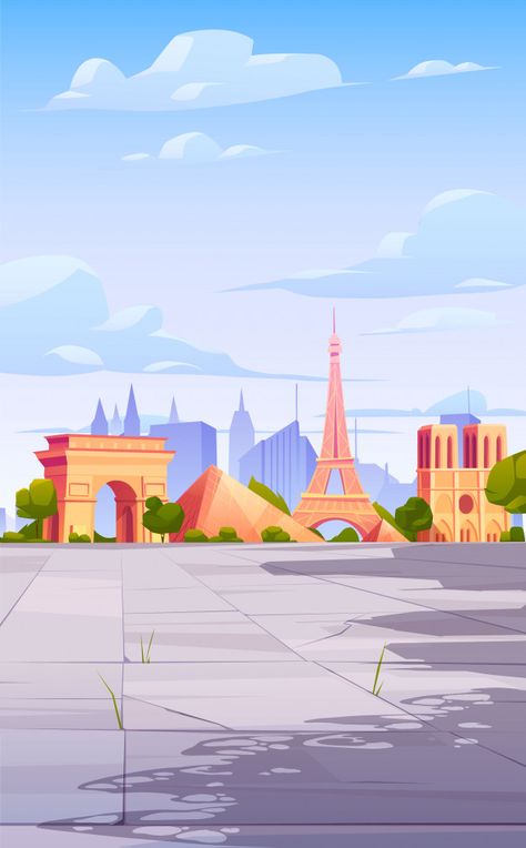 Paris landmarks, france city skyline background. Download for free at freepik.com! #Freepik #freevector #background Skyline Background, Paris Background, Cityscape Background, Background City, Print Design Template, Paris Landmarks, Paris Illustration, Flat Art, France City