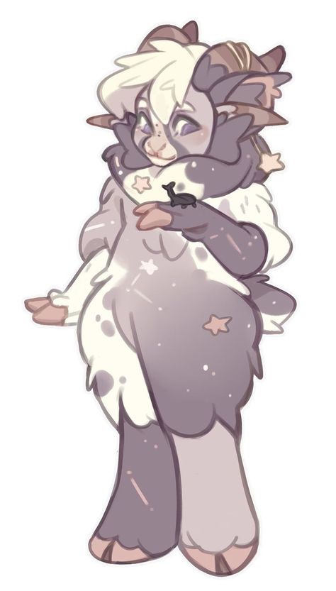 Anthro Cow Character Design, Goat Anthro Art, Sheep Fursona Base, Sheep Demon Oc, Goat Character Art, Goat Fursona Base, Sheep Humanoid, Cow Fursona Art, Cow Human Hybrid Oc