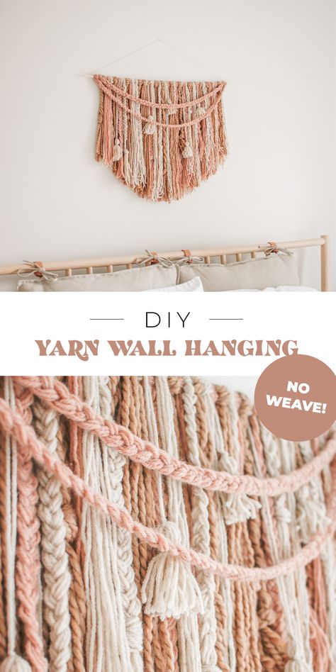 DIY Large Braided Yarn Boho Wall Hanging Yarn Boho Wall Hanging, Yarn Macrame Diy, Boho Yarn Wall Art, Propagation Wall, Diy Wall Hanging Yarn, Braided Yarn, Tassel Wall Hang, Boho Yarn, Macrame Wall Hanging Tutorial