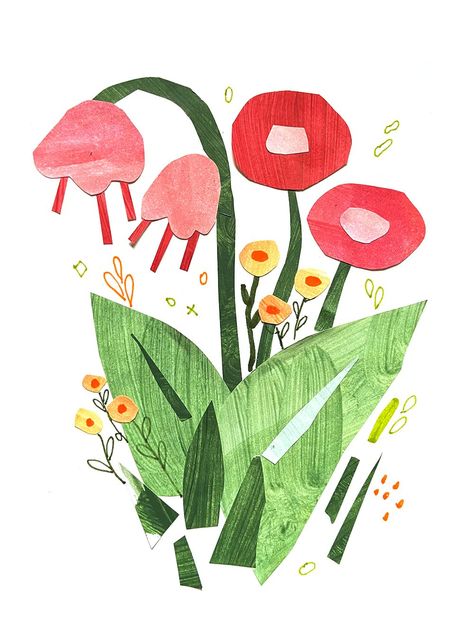 Tombow Pens, Arts Month, Instead Of Flowers, Simple Collage, 2022 Art, Flower Collage, Paper Collage Art, Watercolor Wash, Collage Illustration