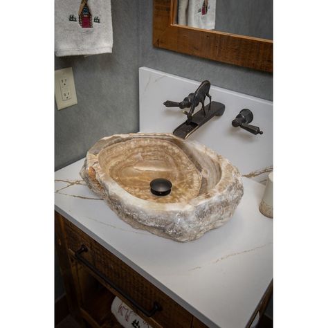 Natural Stone Sink, Stone Bathroom Sink, Stone Sinks, Cream Stone, Rustic Exterior, Bath Sinks, Vessel Bathroom Sink, Stone Basin, Countertop Basin