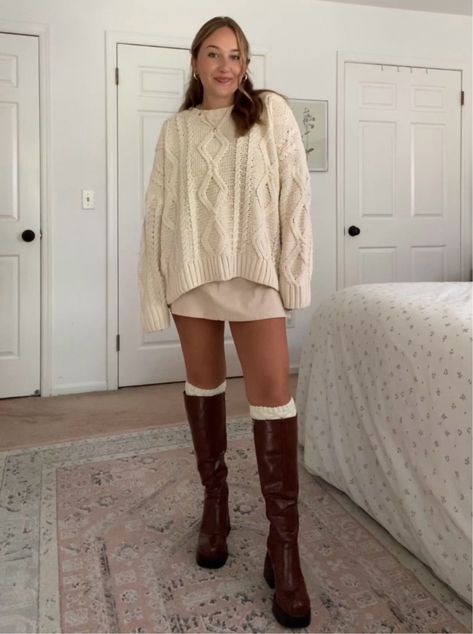 Shop Anaya Oversized Sweater Beige and other curated products on LTK, the easiest way to shop everything from your favorite creators. Oversized Beige Sweater Outfit, Oversized Cream Sweater Outfit, Oversized Sweater And Skirt Outfit, Beige Sweater Outfit, Cream Sweater Outfit, Beige Oversized Sweater, White Leather Skirt, Oversized Sweater Dress, Oversized Cream Sweater