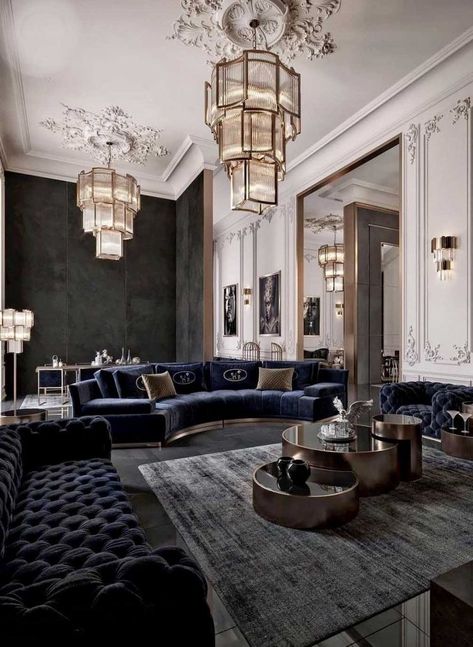 Black Living Room Decor, Drawing Room Design, Furnitur Ruang Keluarga, Bedroom Ideas Aesthetic, Black Living Room, Mansion Interior, Luxury Homes Interior, Elegant Living Room, Elegant Living