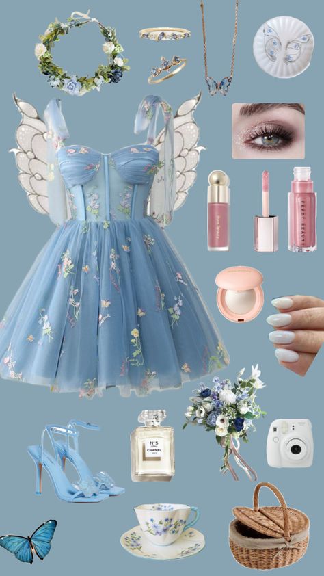 #outfits #fashion #outfit #fairycore #fairyaesthetic #fairytale #fairygrunge #fairymoodboard #cottage #cottagecoreaesthetic #cottagecoreshuffle #cottagecorevibes #cottagecoreoutfits #blue #blueaesthetic Blue Fairy Outfit, Fairycore Outfit, Fairy Garden Birthday Party, Fairy Outfit, Fair Outfits, Garden Party Birthday, Garden Birthday, Fairy Aesthetic, Fairy Queen