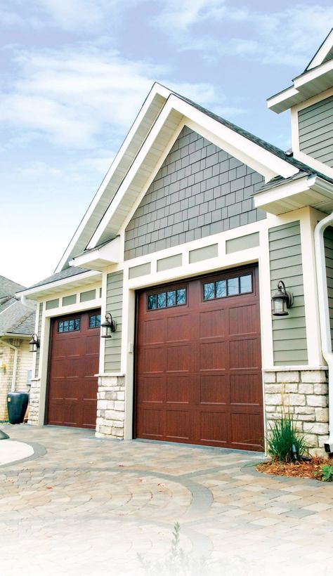 Short Panel Carriage Residential Garage Door | Midland Garage Door Windows Over Garage Doors, Garage Doors Makeover, Garage Man Door, Farmhouse Paint Colors Interior, Garage Door Types, Residential Garage Doors, Garage Door Makeover, Residential Garage, Farmhouse Paint Colors