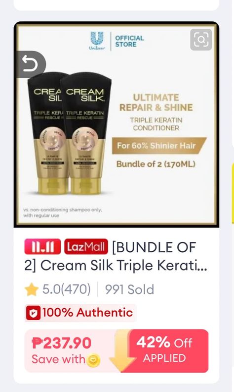 [BUNDLE OF 2] Cream Silk Triple Keratin Serum Conditioner Ultimate Repair & Shine 170ML 🔗🔗🔗 https://s.lazada.com.ph/s.nAQF5 @highlight Cream Silk, Shiny Hair, Hair Bundles, Keratin, Serum, Repair, Bundles, Conditioner, Silk