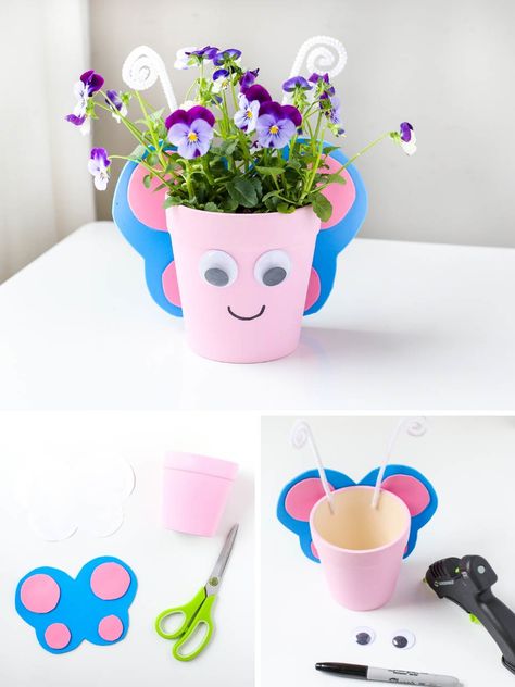 Easter Flower Pot Crafts, Small Terra Cotta Pot Craft Ideas, Paper Rose Template, Rose Crafts, Small Flower Pots, Flower Pot Crafts, Diy Flower Pots, Painted Flower Pots, 5 Kids