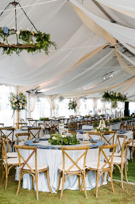 Tent Drapery Wedding, Chairs For Wedding Reception, Diy Wedding Tent, X Back Chairs, Small Private Wedding, Yacht Wedding Ideas, Coastal Virginia, Wedding Tent Decorations, Wedding Drapery