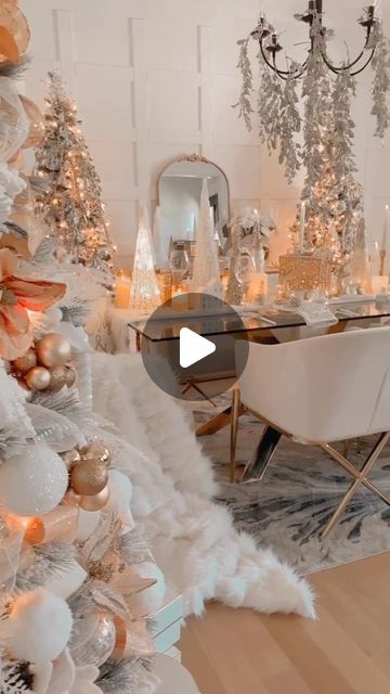 Muna Nijmeh on Instagram: "Winter Wonderland ❄️

Yesterday I put the finishing touches on my Winter Wonderland Dining Room! I used blush, white, and golds in here for all the magical wintery vibes!

Comment “DINING ROOM” for the links!

☃️ SAVE THIS FOR INSPO ☃️

#winterwonderland #christmasdecor #holidayhome #christmasdecorations #diningroom" Wonderland Dining Room, Holiday Home, Winter Wonderland, Dining Room, Blush, Christmas Decorations, Christmas, White, Instagram