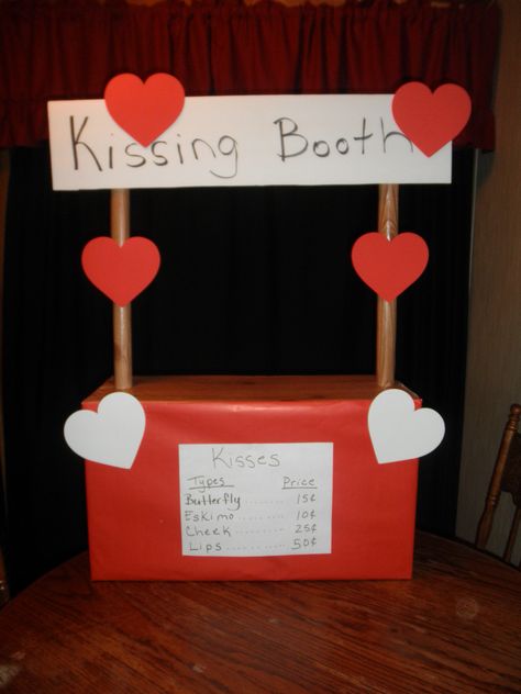 Valentine Kissing Booth Valentines Day Kissing Booth, Diy Kissing Booth Cardboard, Boxes Ideas, Valentine's Ideas, Valentine Day Boxes, Valentine Crafts For Kids, Kissing Booth, Baby Pics, Valentine Box