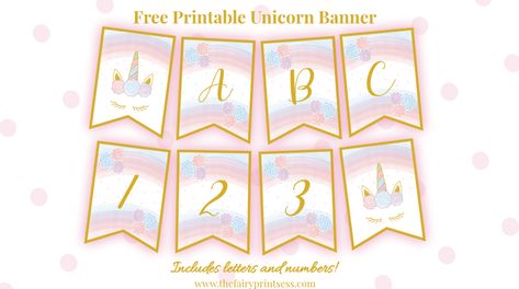 Free Printable Unicorn Alphabet Letters, Unicorn Surprise, Printable Banner Template, Girly Crafts, Free Printable Banner Letters, Unicorn Banner, Printable Banner Letters, Diy Birthday Banner, Free Printable Banner