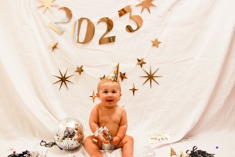 baby boy first new years eve🪩🫶🏻 Baby Boy New Years Birthday, New Year Infant Photoshoot, New Years Milestone Baby Picture, Happy New Year Baby Photoshoot, New Year Milestone Baby Picture, First New Years Baby Pictures, Newyears Photoshoot Baby, Baby Boy Photography, One Year Old