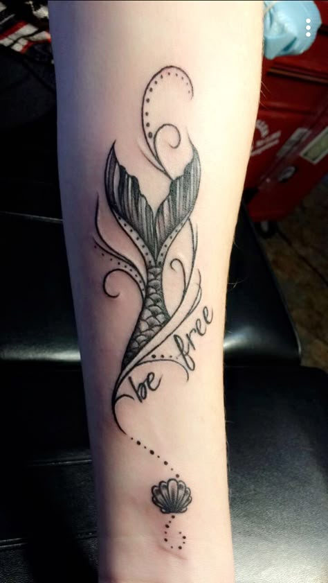 Mermaid tail tattoo Mermaid Tail Tattoo, Tail Tattoo, Tattoo Mermaid, Mermaid Tattoo Designs, Theme Tattoo, Mermaid Tattoo, Disney Tattoo, Mermaid Tattoos, Trendy Tattoo