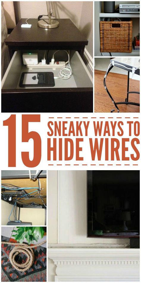 Get rid of the ugly wires around the house with these wire hiding hacks. home improvement hacks Hide Electrical Cords, Hide Tv Cords, Tv Cords, Hiding Ugly, Hide Cords, Hidden Tv, Hide Cables, Hide Wires, Crazy House