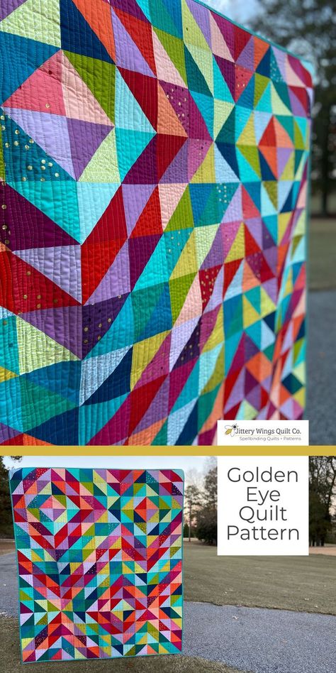 Happy Traingles do all the work here. Triangle Fade Quilt, Shimmering Triangles Quilt, Pixel Rainbow, Beginners Quilt, Quilt Patterns For Beginners, Learn To Quilt, Astrodelic Quilt Pattern, Solid Fabric Quilts, Rainbow Batik Quilt