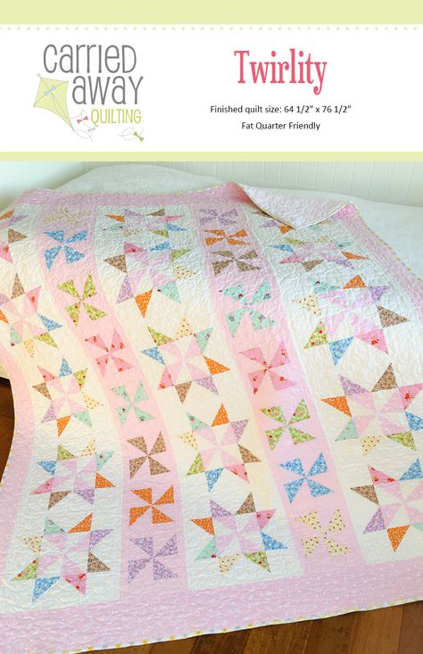 Twirlity Quilt Pattern by Taunja Kelvington of Carried Away Quilting Baby Quilts Patterns Free, Baby Quilts Patterns, Fat Quarter Quilt Pattern, Layer Cake Quilts, Row Quilt, Quilts Patterns, Fat Quarter Quilt, Pinwheel Quilt, Pdf Quilt Pattern