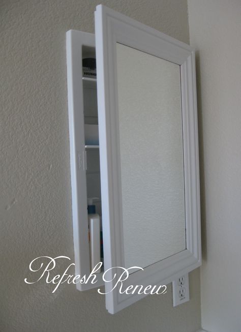 a blog about diy projects that follow a style that is part country, cottage, vintage, shabby, repurposed, thrifted, and restyled home decor. Medicine Cabinet Redo, Bathroom Medicine Cabinet Mirror, Medicine Cabinet Makeover, Old Medicine Cabinets, Bathrooms Showers, Bathroom Cabinets Diy, Diy Medicine, Medicine Cabinet Organization, Beachy Bathroom