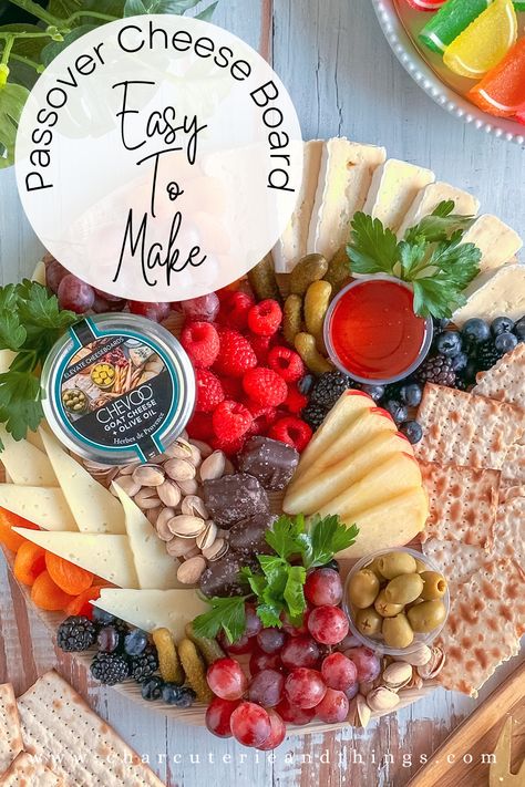 Create a super easy cheese board for your Passover Seder Jewish Charcuterie Board, Passover Charcuterie Board, Charcutiere Boards, Seder Meal Table Decorations, Traditional Seder Meal, Bethlehem Dinner, Easy Cheese Board, Passover 2024, Passover Recipes Dinner