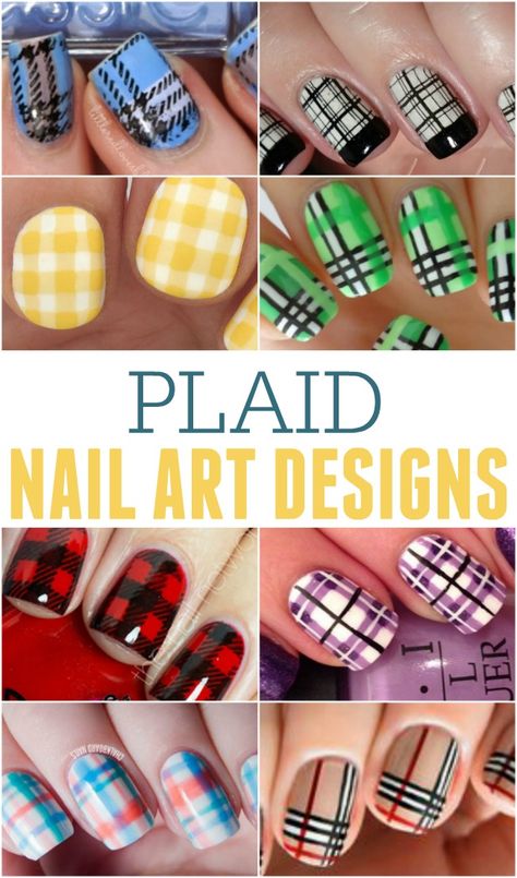 Plaid Nail Art Designs ... perfect to be on trend this fall Plaid Nail Designs, Plaid Nail Art, Plaid Nails, Cute Nail Art Designs, Simple Nail Art Designs, Best Nail Art Designs, Toe Nail Designs, Fall Nail Art, Beautiful Nail Designs