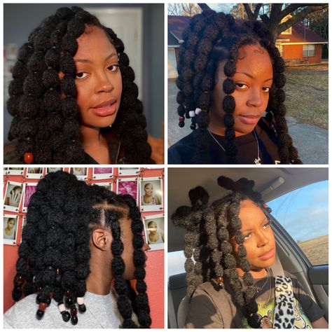 Poodle Hairstyles Women, Afro Puffs Hairstyles, Poodle Braids Hairstyle, Afrocentric Hair, Puff Braid Hairstyles, Poodle Puffs Hairstyle Black Women, Poodle Braids, Poodle Puff Hairstyle, Bubble Braids On 4c Hair