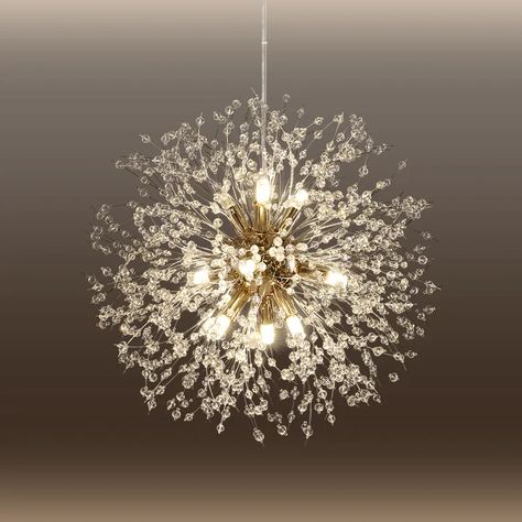 Everly Quinn Lakeyah 9 - Light Sputnik Sphere Chandelier & Reviews - Wayfair Canada Sphere Chandelier, Tiffany Table Lamps, Unique Floor Lamps, Art Deco Table Lamps, Empire Chandelier, Crystal Wall Sconces, Crystal Table Lamps, Geometric Chandelier, Globe Chandelier