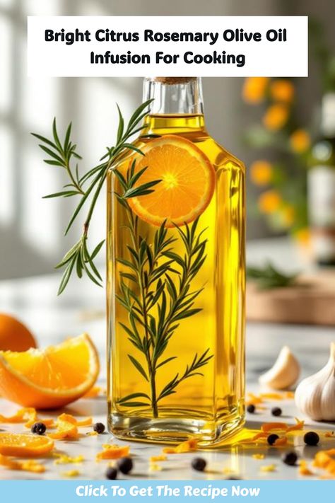 Bright citrus rosemary olive oil infusion for cooking, adding a fresh twist to holiday dishes. How To Infuse Olive Oil, Olive Oil Infusions, Flavoured Oils Homemade, How To Make Flavored Olive Oil, Basil Infused Olive Oil Recipes, Infused Oils Recipes, Homemade Infused Olive Oil, Infused Oil Recipes Cooking, Flavored Oil Recipes