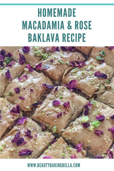 Rose Baklava, Homemade Baklava Recipe, Easy Baklava Recipe, Easy Baklava, Baklava Recipe Easy, Kitchen Witchcraft, Turkish Baklava, Turkish Desserts, Baklava Recipe