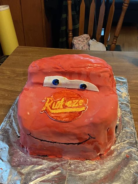 When your son asks for a Lighting McQueen cake for his birthday, you make it happen with the help of your daughter ￼ Lighting Mcqueen Cake, Larry The Cucumber, Cake For His Birthday, Mcqueen Cake, Lighting Mcqueen, Jack Jack, Jack And Jack, Iphone Wallpaper Photos, Wallpaper Photos