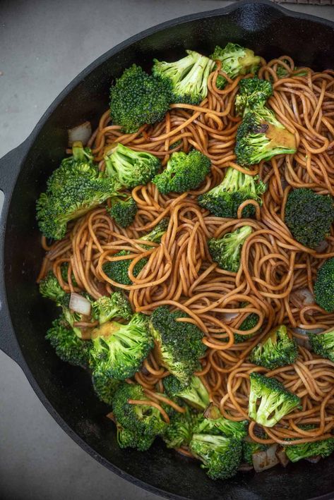 When you get that craving for Asian food, my Hoisin Broccoli Noodles can be either a vegetarian meal or a delicious side dish. This could be the easiest, Asian style one-pan noodle dish that can be ready in as little as 10 minutes. And, it’s made with an easy homemade hoisin sauce. #hoisinnoodles #noodlesandbroccoli #asiannoodles #vegetariannoodles Hoisin Broccoli, Homemade Hoisin Sauce, Broccoli Noodles, Vegetarian Noodles, Broccoli Dishes, Noodle Dish, Asian Sauce, Glass Noodles, Asian Noodles