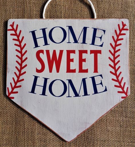 HOME SWEET HOME Distressed White Washed Baseball Plate Sign Primitive Handcrafted Wood Wooden Hand Painted Wall Door Plaque Wreath Deco Baseball Plate, Mason Jar Sign, Primitive Walls, Rabbit Wall Art, Baseball Signs, Door Plaque, Home Plate, Wooden Wreaths, Door Plaques