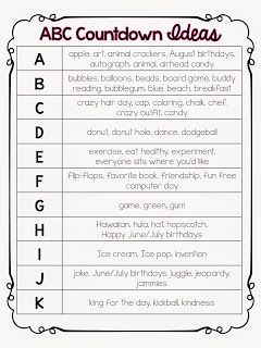 ABC End of Year Countdown Abc End Of Year Countdown, Abcs Of Summer, Alphabet Countdown Kindergarten, Abc Countdown To Summer 2nd Grade, Abc Countdown To Summer Preschool, End Of Year Countdown Ideas, Alphabet Countdown To Summer, Abc Countdown To Summer, End Of Year Countdown