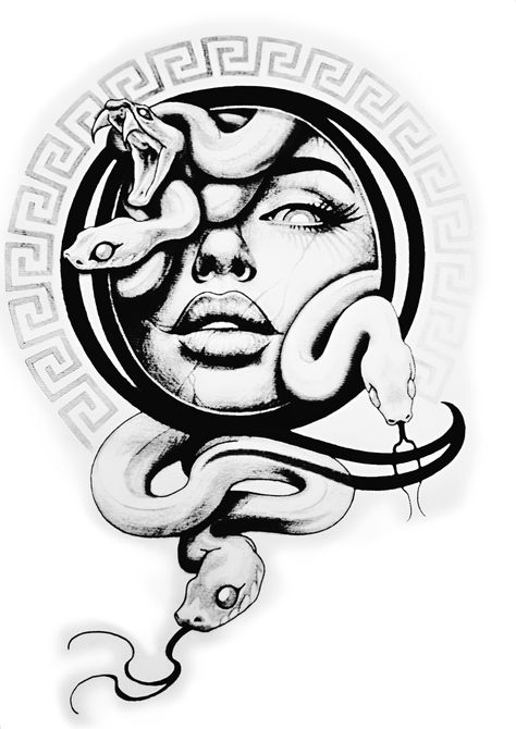 Medusa Art Illustration, Neoclassical Tattoo, Simple Medusa Tattoo, Medusa Pictures, Medusa Drawing, Egyptian Eye Tattoos, Borax Crystals, Skull Art Tattoo, Medusa Tattoo Design