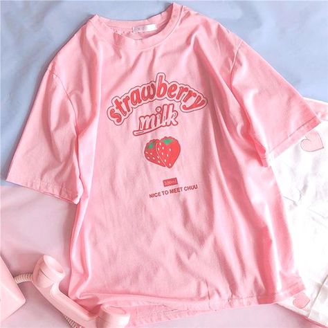 Mode Pastel, Kawaii Shirts, Diy Vetement, Aesthetic T Shirts, Kawaii Fashion Outfits, Strawberry Milk, Aesthetic Shirts, Kawaii Clothes, Harajuku Fashion