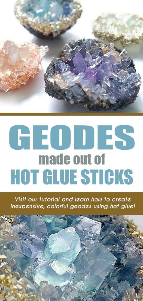 Geodes made from hot glue sticks Hot Glue Sticks, Glue Stick Crafts, Glue Art, Glue Stick, Glue Sticks, Fun Craft, Mason Jar Diy, Glue Crafts, Fun Diy Crafts