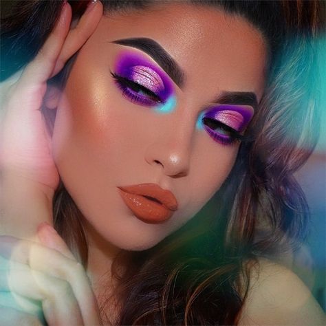 Futuristic Makeup, Purple Makeup Looks, 80s Makeup, Bright Eye Makeup, Bold Makeup Looks, Carnival Makeup, Violet Voss, Eye Makeup Pictures, Purple Makeup