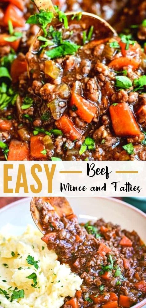 British Minced Beef Recipes, Ideas With Minced Meat, Scottish Mince And Tatties, Minced Beef Stew, Minced Beef Dinner Ideas, Minced Meat And Potatoes, Slow Cooker Mince Recipes, Jamerill Stewart Recipes, Easy Minced Beef Recipes