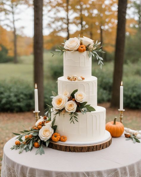 30 Autumn Wedding Colours to Inspire Your Fall Celebration - Fab Mood | Wedding Color, Haircuts & Hairstyles | Nails | Colours Fall Theme Wedding Cake, Autumn Wedding Colours, Wedding Cake Fall, Autumn Wedding Cake, Mood Wedding, Fab Mood, Harvest Wedding, Wedding Color Schemes Spring, Beach Wedding Colors