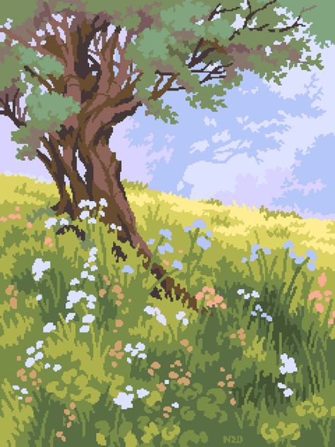 Pixel Art Landscape, Pixel Art Background, Cool Pixel Art, Scenery Background, Pixel Art Games, Pixel Art Design, 8 Bits, Ghibli Art, Game Dev