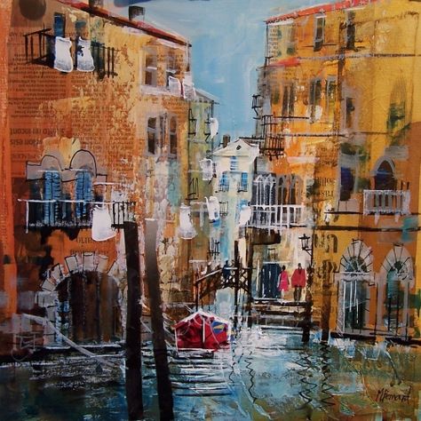 Venice Summer, Mike Bernard, Town Art, Italian Paintings, Watercolor Architecture, Paintings Wall, Abstract City, West Art, Travel Sketches