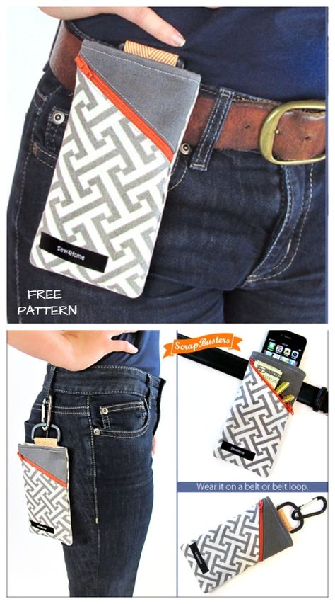 DIY Handy Clip-on Belt Pouch Free Sewing Pattern & Tutorial Diy Belt Pouch Bag, Phone Case Sewing Pattern, Sew Phone Pouch, Cellphone Bag Diy Sewing Patterns, Phone Pouch Diy Sewing, Diy Phone Pouches, Sewing Belt, Phone Purse Pattern, Belt Bag Pattern